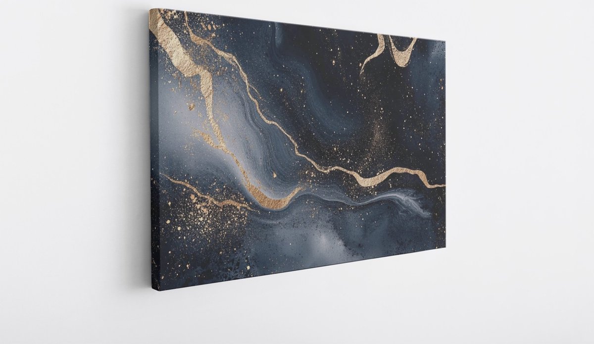 Saammp Canvas Schilderij - Marmer met goud - Abstract - 60x40 - Foto op canvas - Wanddecoratie - Muurdecoratie Woonkamer - Slaapkamer decoratie - Canvas Print Multicolor