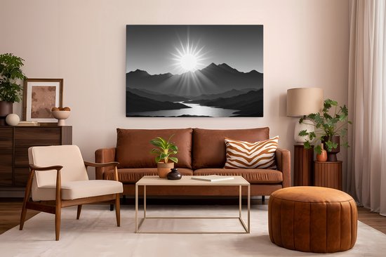 Tableau sur toile Saammp - Zwart et blanc - Nature - Paysage - 120x80 - Photo sur toile - Décoration murale - Décoration murale murale Salon - Décoration chambre - Impression sur toile
