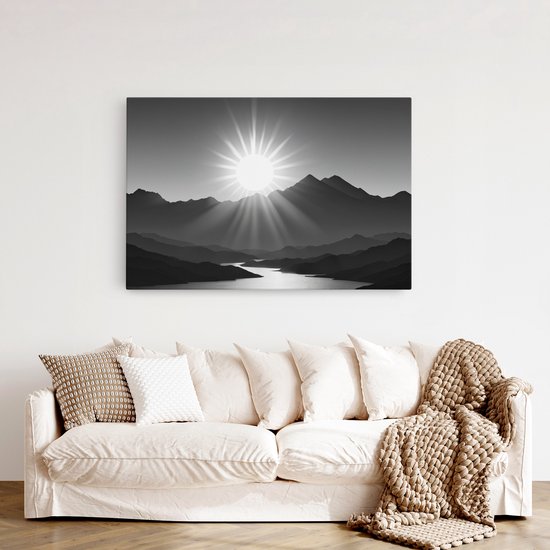 Tableau sur toile Saammp - Zwart et blanc - Nature - Paysage - 120x80 - Photo sur toile - Décoration murale - Décoration murale murale Salon - Décoration chambre - Impression sur toile