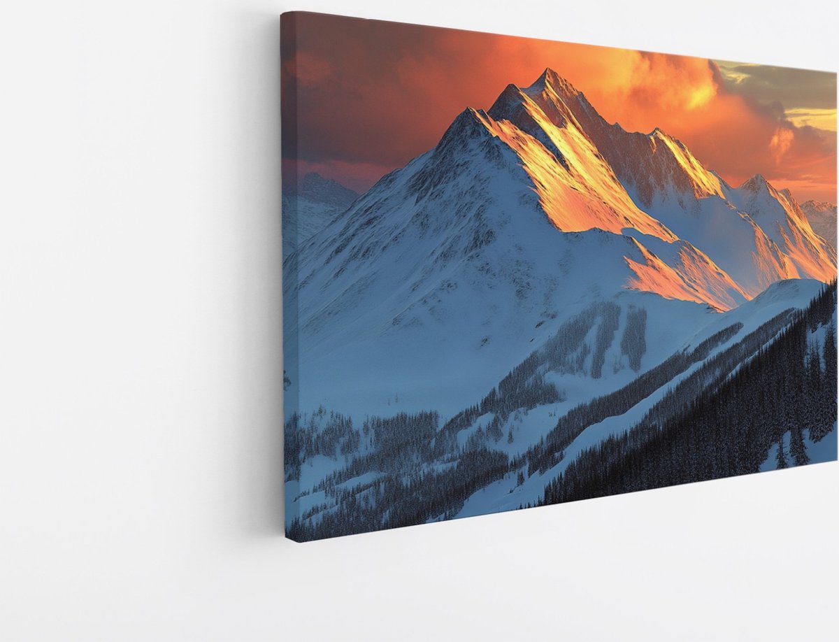 Saammp Canvas Schilderij - Natuur - Hoge Bomen - landschappen - 100x75 - Foto op canvas - Wanddecoratie - Muurdecoratie Woonkamer - Slaapkamer decoratie - Canvas Print Multicolor