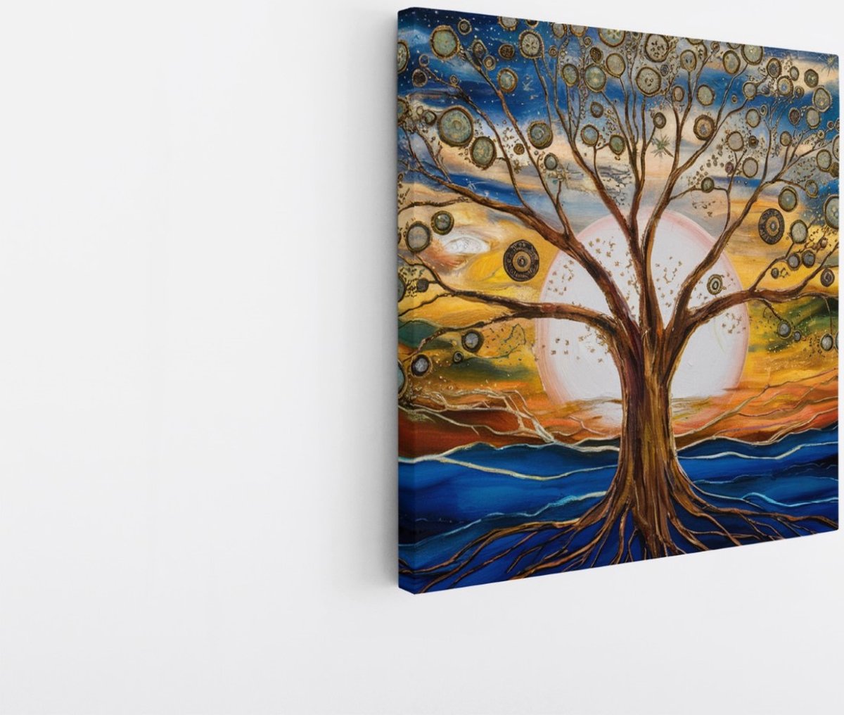 Saammp Canvas Schilderij - Spirutele boom - Abstract - 20x20 - Foto op canvas - Wanddecoratie - Muurdecoratie Woonkamer - Slaapkamer decoratie - Canvas Print Multicolor