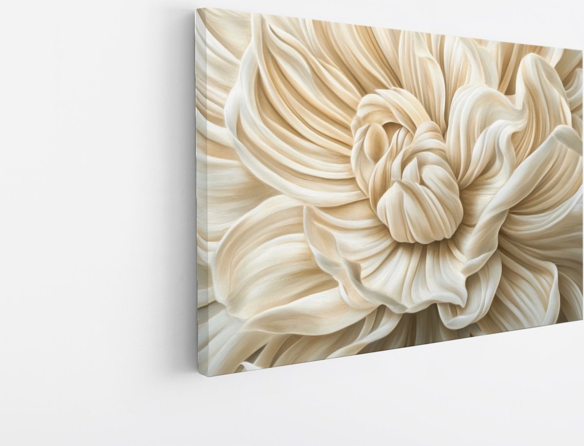 Saammp Canvas Schilderij - Witte bloem - Groot - Natuur - Abstract - 100x75 - Foto op canvas - Wanddecoratie - Muurdecoratie Woonkamer - Woonkamer Decoratie Multicolor