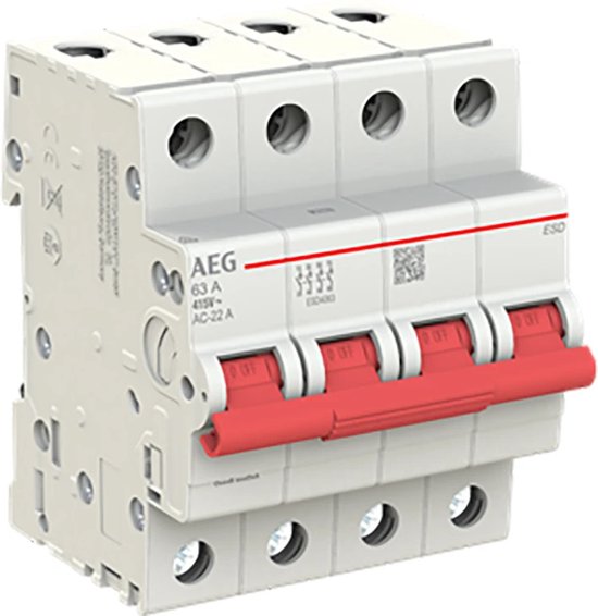 Intratec Hoofdschakelaar 63A 4-polig – IP65 Lastscheidingsschakelaar met kunststof behuizing – Opbouw draaischakelaar voor veilige uitschakeling – Robuuste machineschakelaar 230V 400V