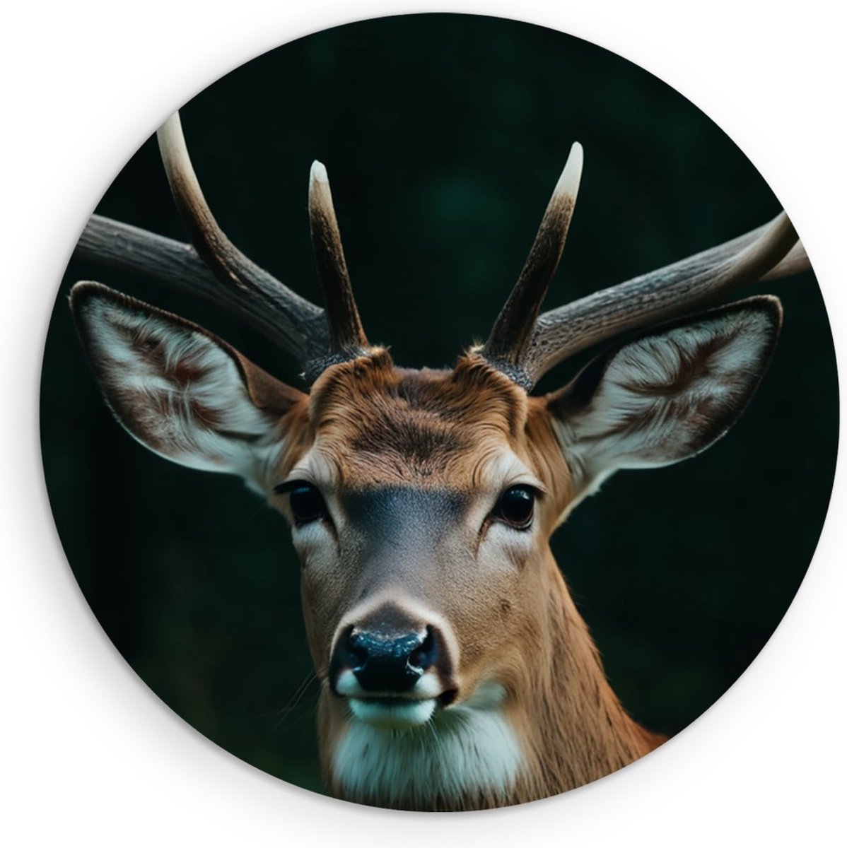 Saammp Forex Muurcirkel - Hert - Portret - Dieren - Ø 80 - Wandcirkel - Wanddecoratie Cirkel - Muurdecoratie Woonkamer - Slaapkamer decoratie - Rond Schilderij