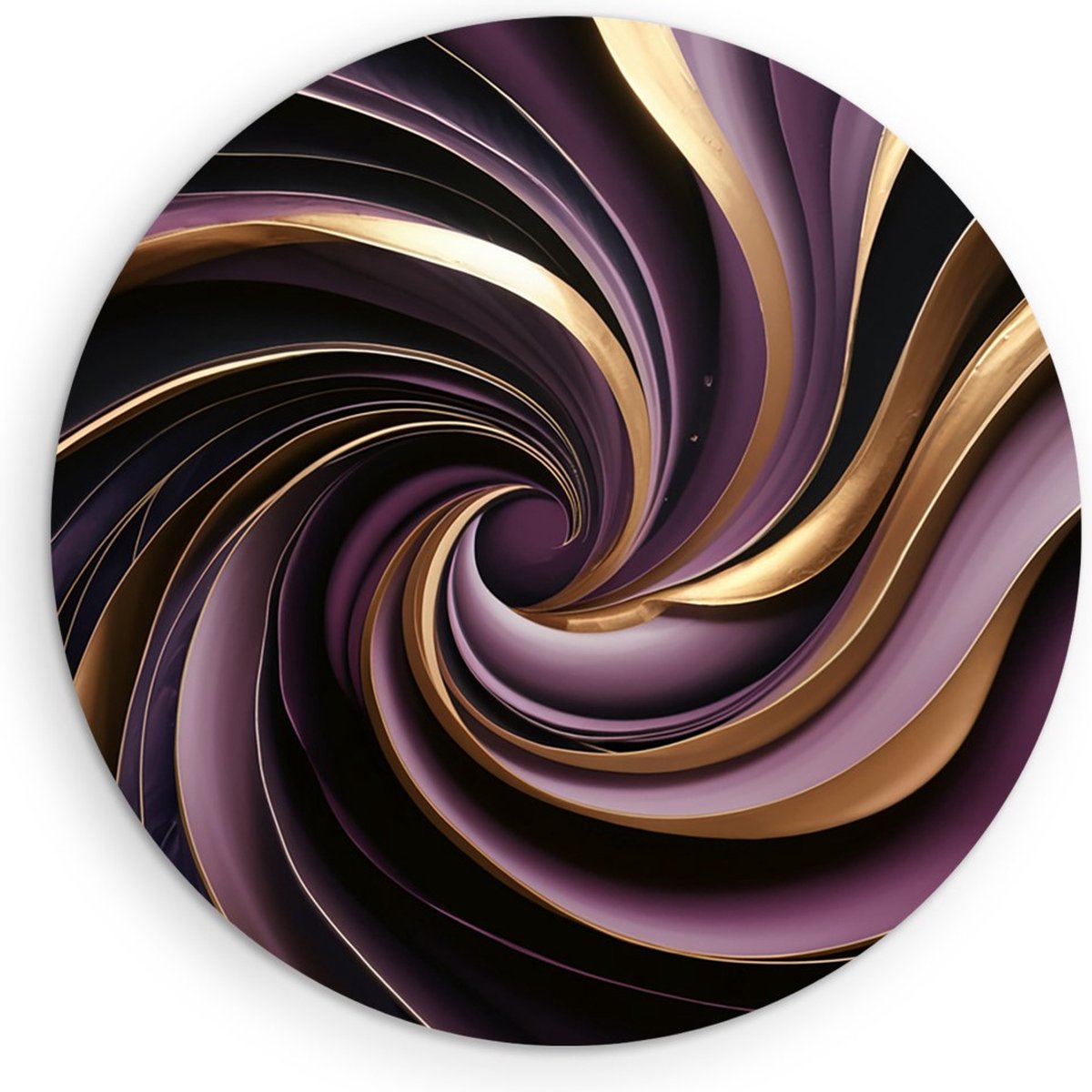 Saammp Muurcirkel Hout - Paars goude vormen - Abstract - Ø 50 - Wandcirkel - Wanddecoratie Cirkel - Muurdecoratie Woonkamer - Slaapkamer decoratie - Rond Schilderij