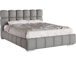 GEPOLSTERD BED Bliss 160 x 200 cm met opbergruimte, lattenbodem en Pocketveringmatras H3 (19 cm hoog)