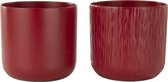 J-Line bloempot Gen - keramiek - rood - extra large - 2 stuks - Ø 20.5 cm