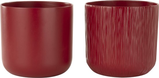 J-Line cache-pot Gen - céramique - rouge - extra large - 2 pièces - Ø 20.5 cm