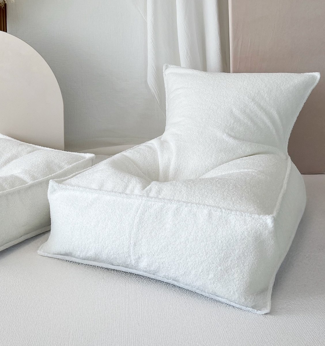 Bouclé Zitzak voor kinderen - Wit - Beanbag Wit