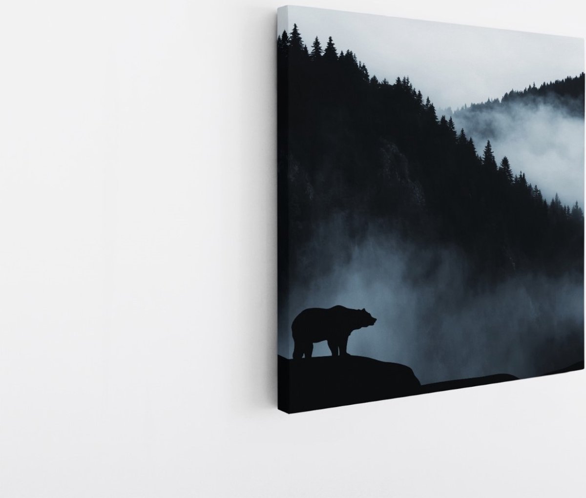 Saammp Canvas Schilderij - Beer op Rots - Landschap - Natuur - 60x60 - Foto op canvas - Wanddecoratie - Muurdecoratie Woonkamer - Slaapkamer decoratie - Canvas Print