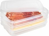 3x Boîte de produits carnés plateaux de conservation transparent / blanc - 26 x 16 x 10 cm - Plateaux produits carnés - Boîte de rangement pour garniture sandwich