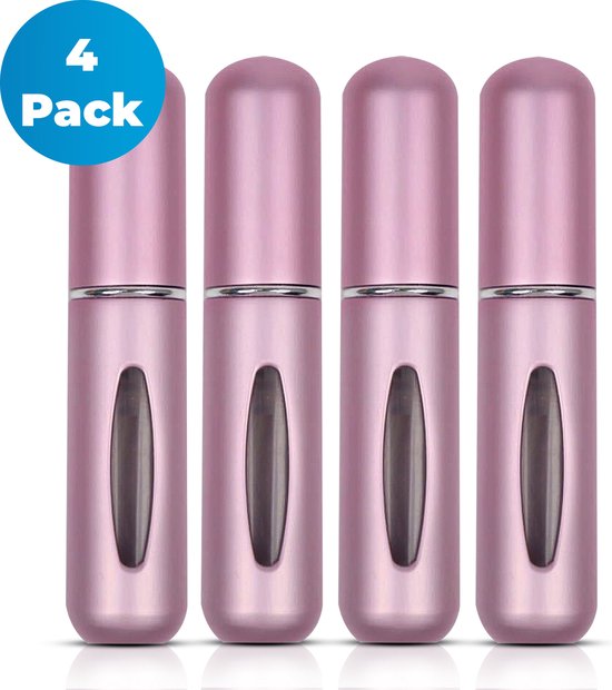 Mini Parfum Flesjes - 4-pack - Navulbaar - Reisflesjes - Parfumverstuiver - Mat Lichtroze