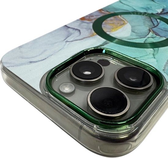 Coque HEM Artistic Green-Mint pour iPhone 14 Pro Max - Coque compatible Magsafe - Coque arrière antichoc