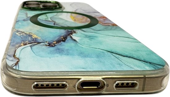 Coque HEM Artistic Green-Mint pour iPhone 14 Pro Max - Coque compatible Magsafe - Coque arrière antichoc