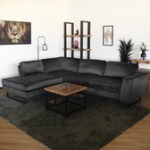 Bol.com Hoekbank design Puckerto 290cm bank velvet antraciet hoek loungebank links bankstel hoeksalon zetel aanbieding