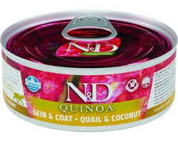 N&D Quinoa natvoeding voor de kat Skin & Coat Kwartel 80 gr. - per 24 stuks