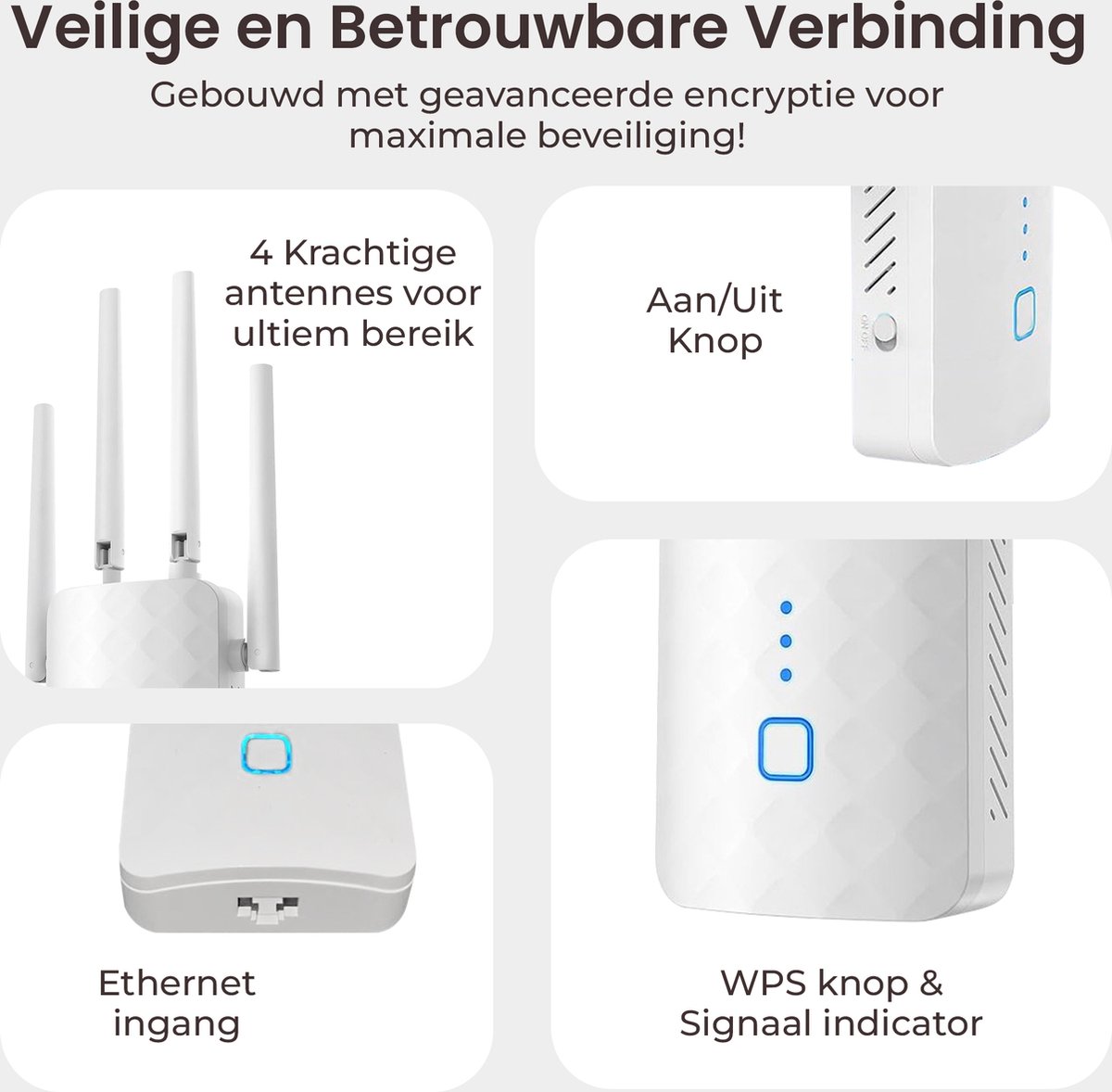 Afbeelding 3 van DynaBright - WiFi Versterker Stopcontact - 1200 Mbit/s - WiFi Repeater - 5G & 2,4 G - Dual-Band - WiFi Booster - WiFi Extender