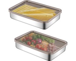 Freshmage roestvrijstalen kaascontainer - luchtdichte vleesopslagcontainers - keuken koelkast organisatoren - verhoogde bodem .