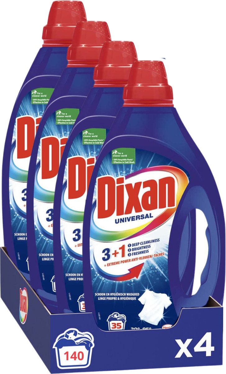 Dixan Universal vloeibaar wasmiddel 140 wasbeurten (4x 35) - 4 x 1.75L