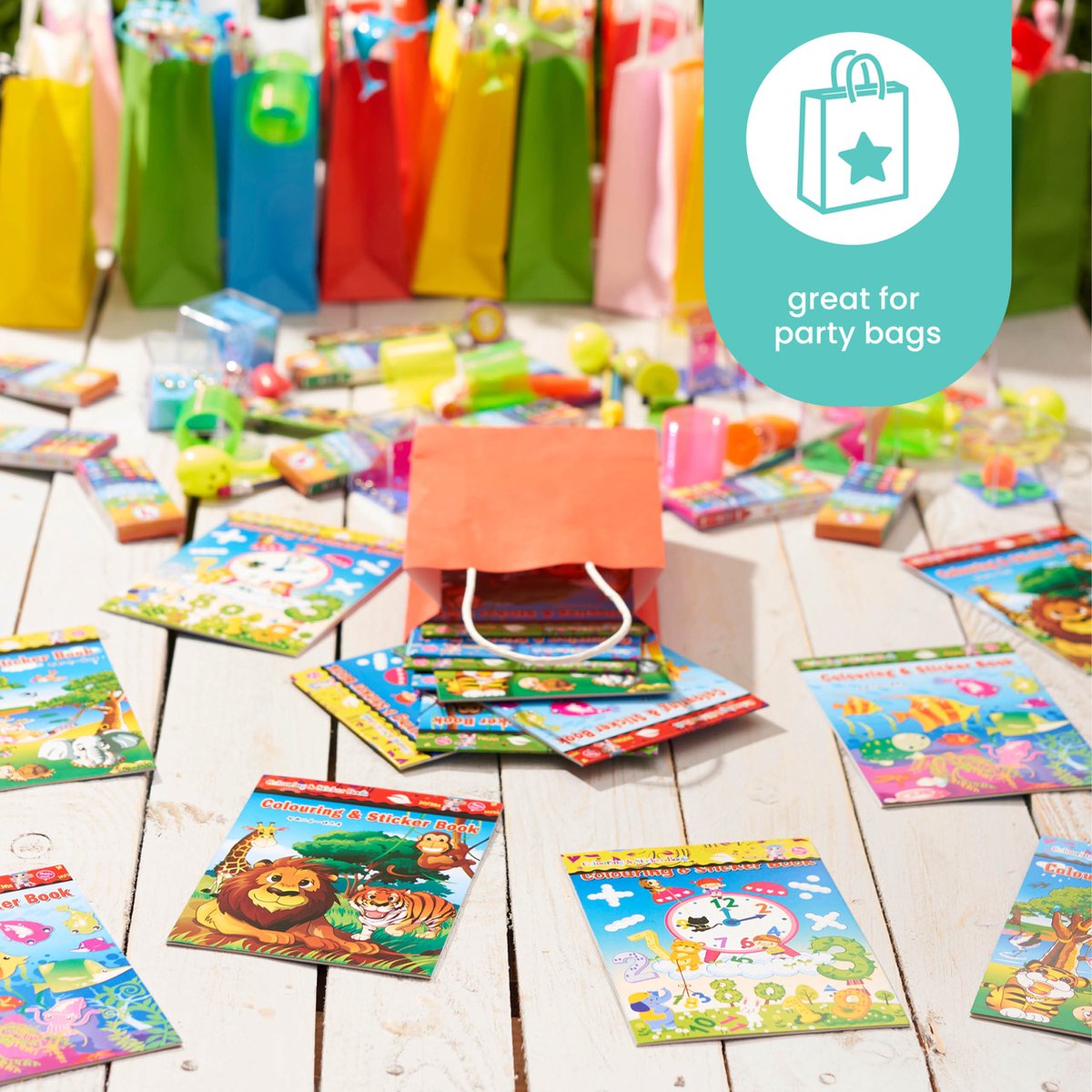 The Twiddlers – 24 Mini Kleurboeken & Stickers – Knutselen – Voor Kinderverjaardag, Bruiloften & Gastengeschenken — afbeelding 5