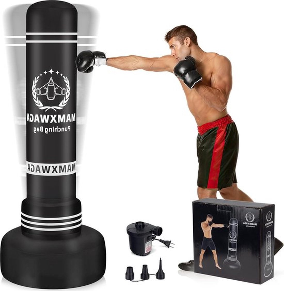 Bokszak met standaard 180 cm - volwassenen en jongeren - zware bokszakken - elektrische luchtpomp - MMA Muay Thaise fitness