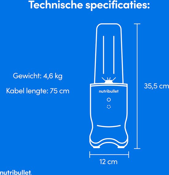 Nutribullet Ultra - Krachtige Blender - Verlichte Touch Knoppen - Pulse Functie - To Go Beker - 1200 Watt van Nutribullet — afbeelding 5