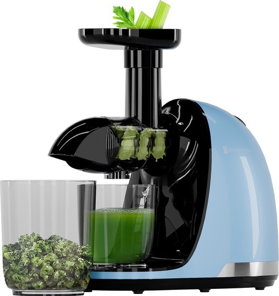 KitchenBrothers Slowjuicer - Juicer - Groenten en Fruitpers - 700ml - Met Pulpreservoir - Juice Maker - Pastel Blauw