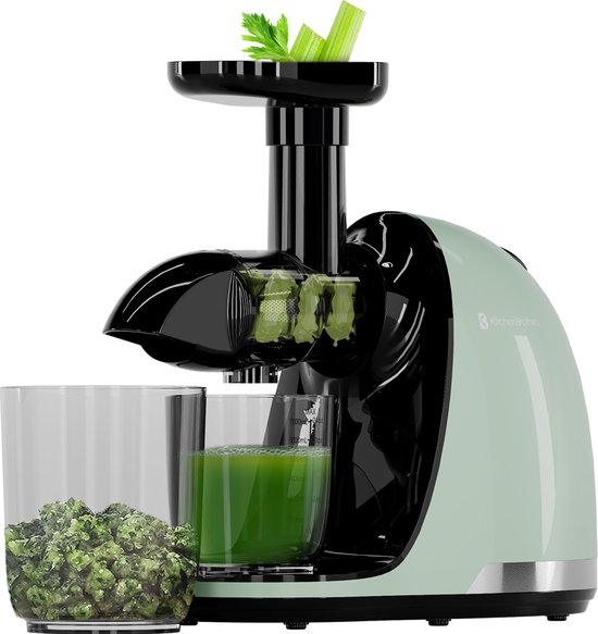 KitchenBrothers Slowjuicer - Juicer - Groenten en Fruitpers - 700ml - Met Pulpreservoir - Juice Maker - Pastel Groen