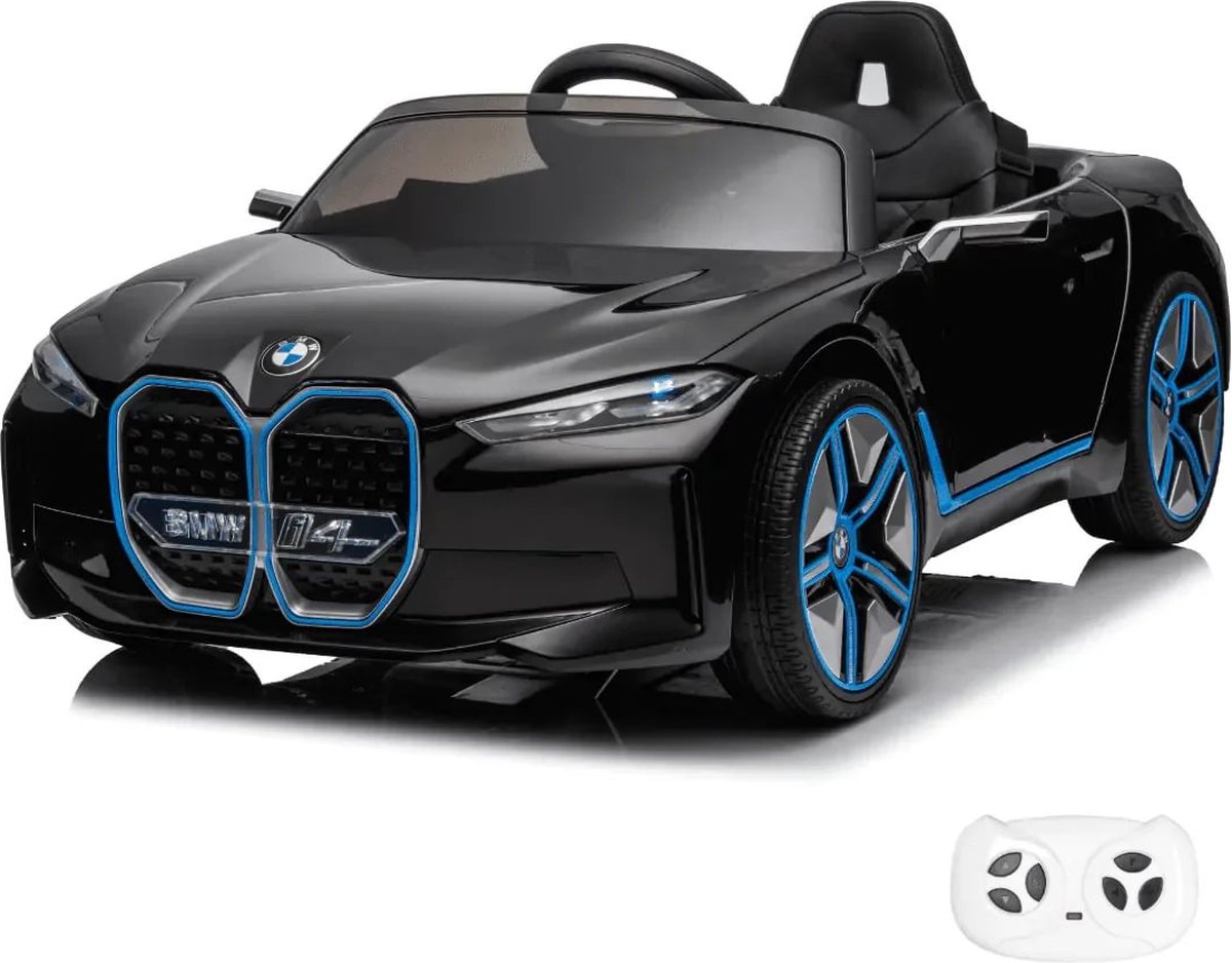 BMW i4 Elektrische Kinderauto 12 volt met afstandbediening - zwart