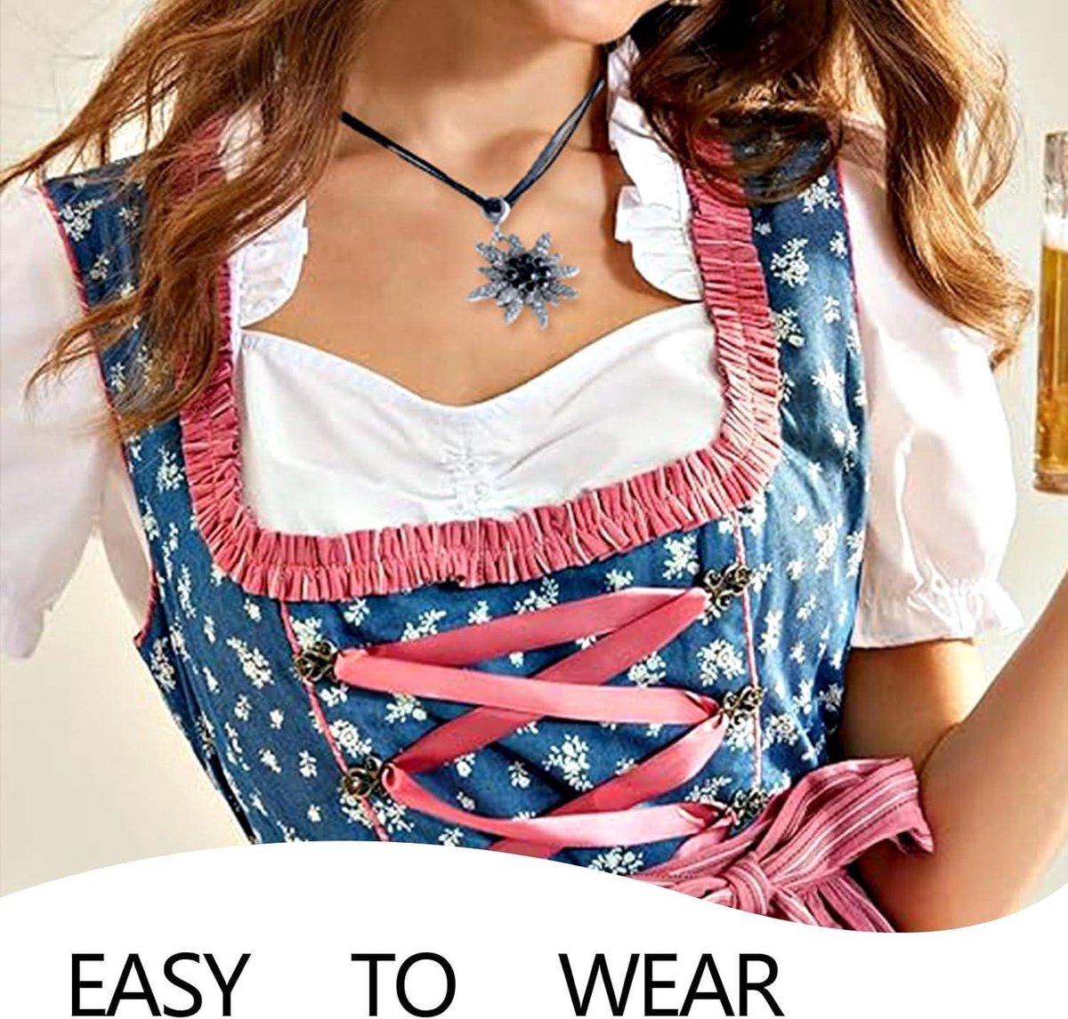 3 Pièces Bijoux D'Edelweiss Fantaisie Bijoux De Dirndl Bavarois Collier