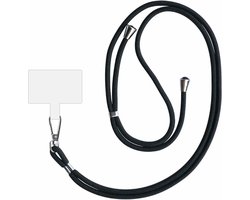 Smartphonica Telefoonkoord universeel - verstelbaar afneembaar koord voor mobiele telefoon - zwart koord met transparant plaatje