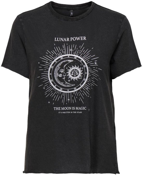 ONLY ONLLUCY LIFE REG S/S TOP JRS NOOS Dames Top - Black Silver Lunar Power