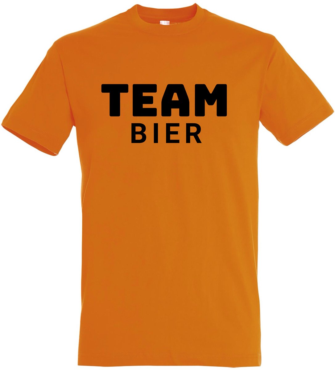 TEAM BIER T-shirt - Oranje - Oranje T-shirt - Koningsdag - Koningsdag Outfit - Koningsdag Kleding - Heren - Dames - Unisex - Oranje Kleding - Maat XL
