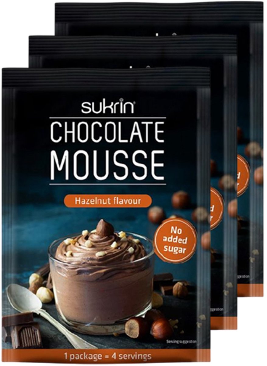 Sukrin | Mix voor Chocolade mousse | Hazelnoot | 3 Stuks | 3 x 83g