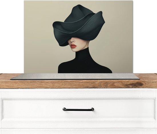 Crédence de Cuisinière en Aluminium 70x50 cm - Femme - Vert - Chapeau - Écran Pare-éclaboussures pour Plaque de Cuisson - Protection Murale