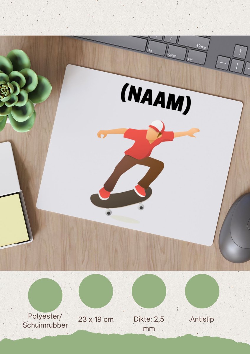 Akyol - skateboarden met eigen naam Muismat - Sport - skateboarder - skaten - 23 bij 19 cm