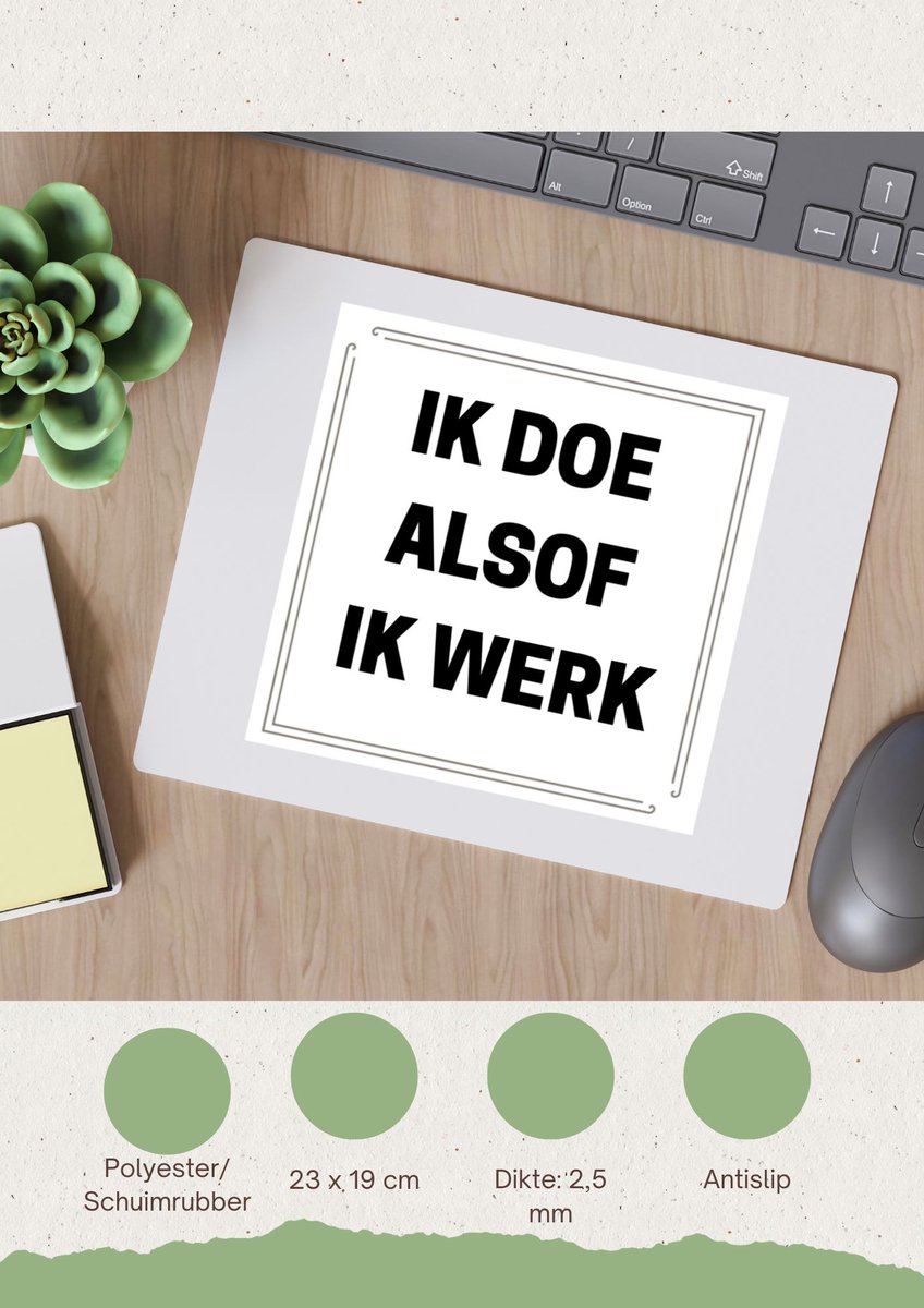 Akyol - ik doe alsof ik werk Muismat - Collega - collega - grappige tekst - 23 bij 19 cm