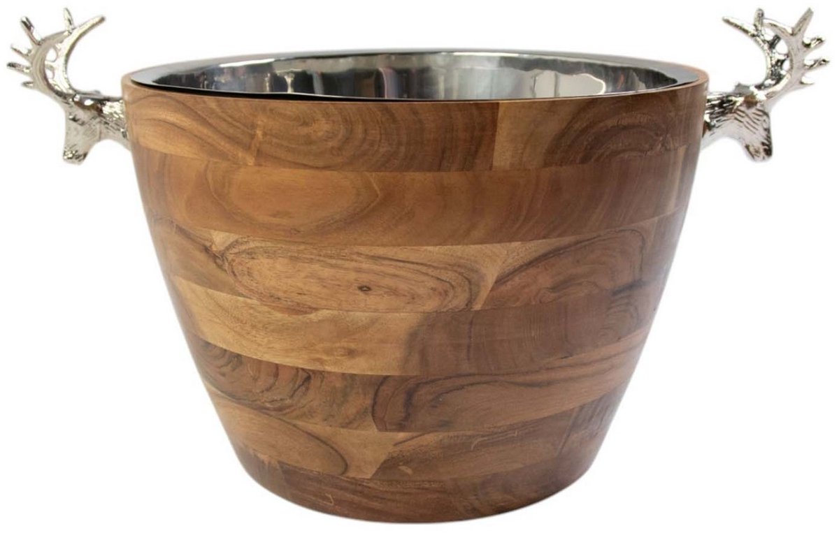 Champagne Koeler hert hout zilver 29x53x37cm