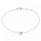 Silver bracelet letter N rho plated 16,5+1+1cm