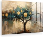 MuchoWow® Peinture sur verre 120x80 cm - Peinture sur verre acrylique - Arbre - Abstrait - Marron - Or - Industriel - Photo sur verre - Décoration murale salon - Décoration murale chambre - Peintures