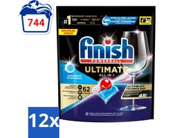 Finish Powerball - Ultimate All in One - Vaatwastabletten - Met Bicarbonaat - 62 Capsules - Voordeelverpakking - 12 stuks