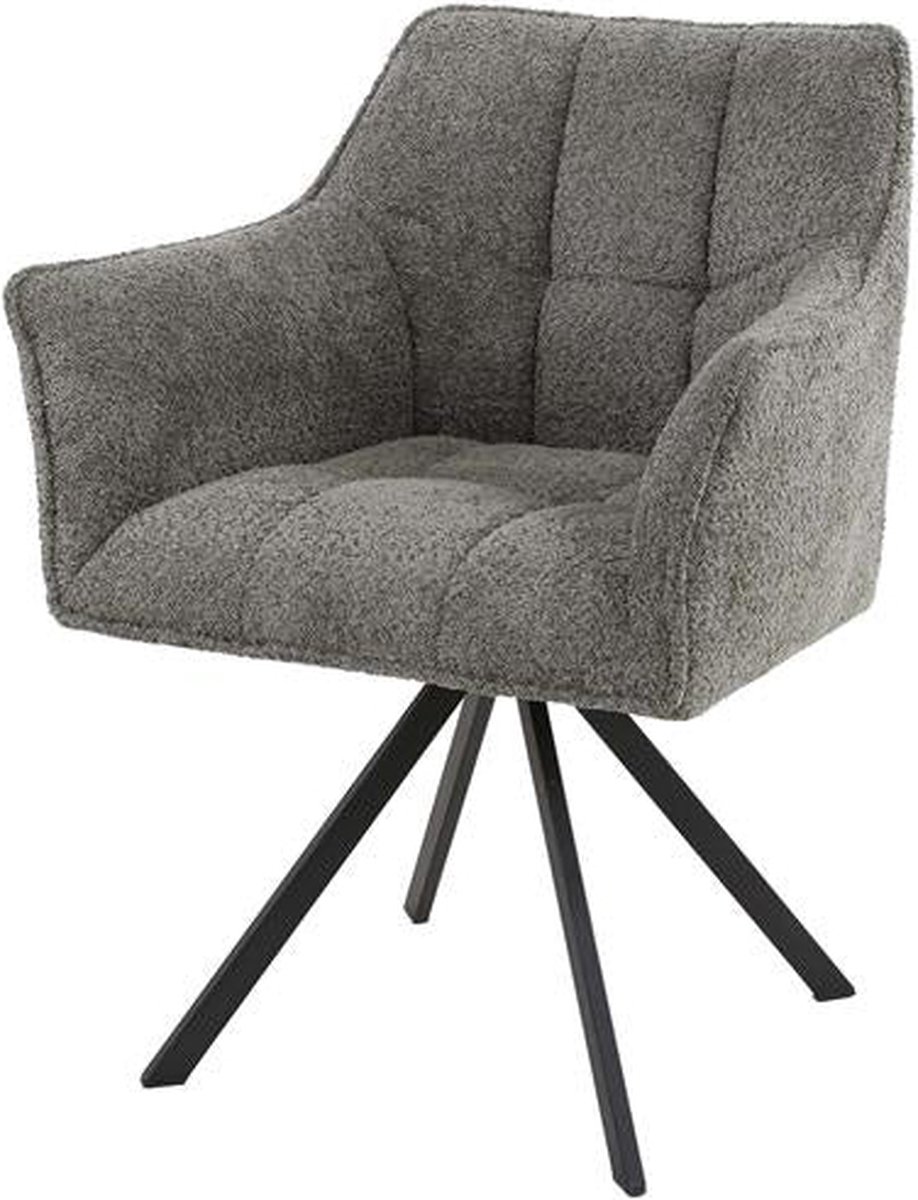 Dimehouse Set van 2 Draaibare Eetkamerstoelen Bouclé Suze - Met Armleuningen Beige