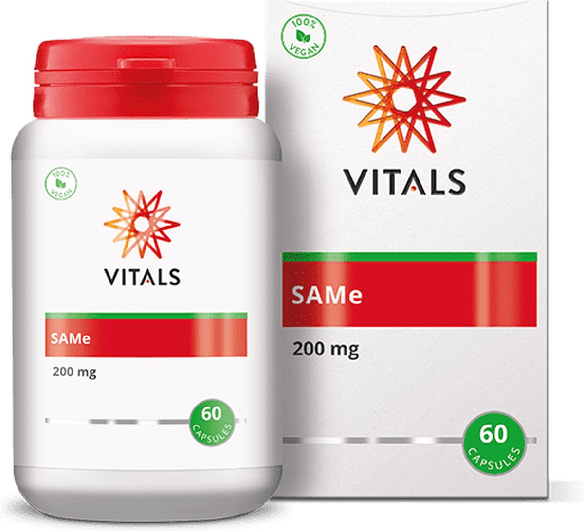Goedkoopste Vitals SAMe 200 mg - 60 capsules - aminozuren. S-adenosyl-L-methionine in een plantaardige capsule.