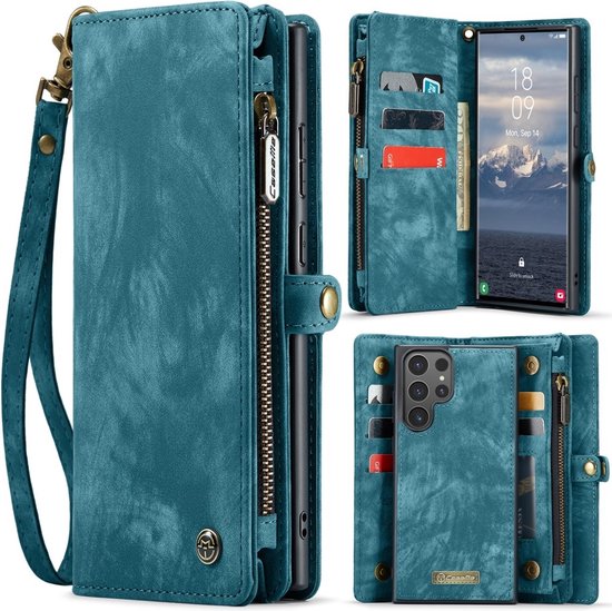 CaseMe Hoesje - Geschikt voor Samsung Galaxy S25 Ultra Hoesje - CaseMe 008 2-in-1 Book Case & Back Cover met Portemonnee - Blauw