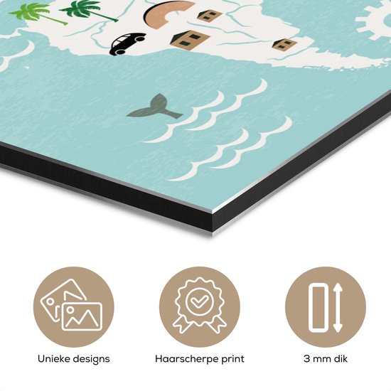 Décoration murale Métal - Peinture Aluminium - Wereldkaart - Enfants - Avion - Nature - 30x20 cm