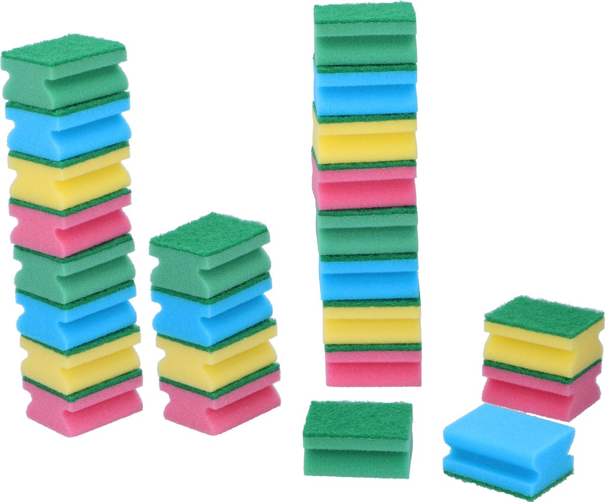 Dirt Devil Schuursponsjes - 72x stuks - gekleurd - huishoud/schoonmaak/afwas - sponzen