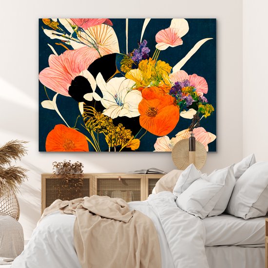 Décoration murale Métal - Aluminium Peinture Industriel - Fleurs - Vase - Tableau - Plantes - 160x120 cm - Dibond - Photo sur aluminium - Décoration murale industrielle - Pour le salon/chambre