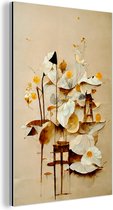 Aluminium schilderij 40x60 cm - Wanddecoratie metaal - Bloemen - Wit - Planten - Vintage - Metalen muurdecoratie woonkamer - Decoratie industrieel - Foto op dibond - Industriële accessoires slaapkamer