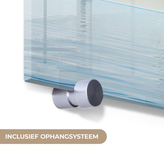 MuchoWow® Tableau sur verre 80x60 cm - Tableau sur verre acrylique - Voilier - Lac - Water - Maritime - Nature - Photo sur verre - Décoration murale salon - Décoration murale chambre - Peintures