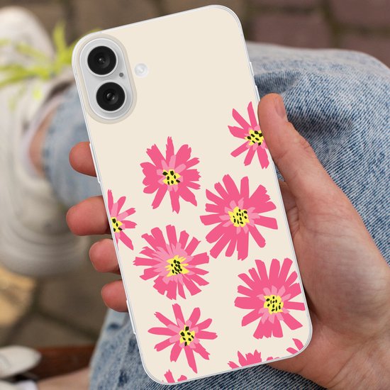 Coque de téléphone compatible avec Apple iPhone 16 Plus - Fleurs - Motif - Minimalisme - Coque en Siliconen